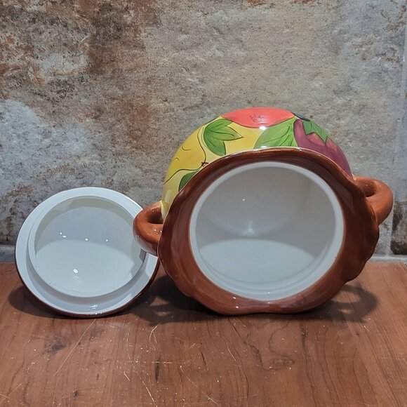 Serving Bowl With Lid Handles Fruit Design Soup Tureen Casserole Dish - Picture 6 of 12